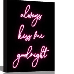 Always Kiss Me Goodnight Canvas Sign, Pinky Promise Neon, 3 Pieces